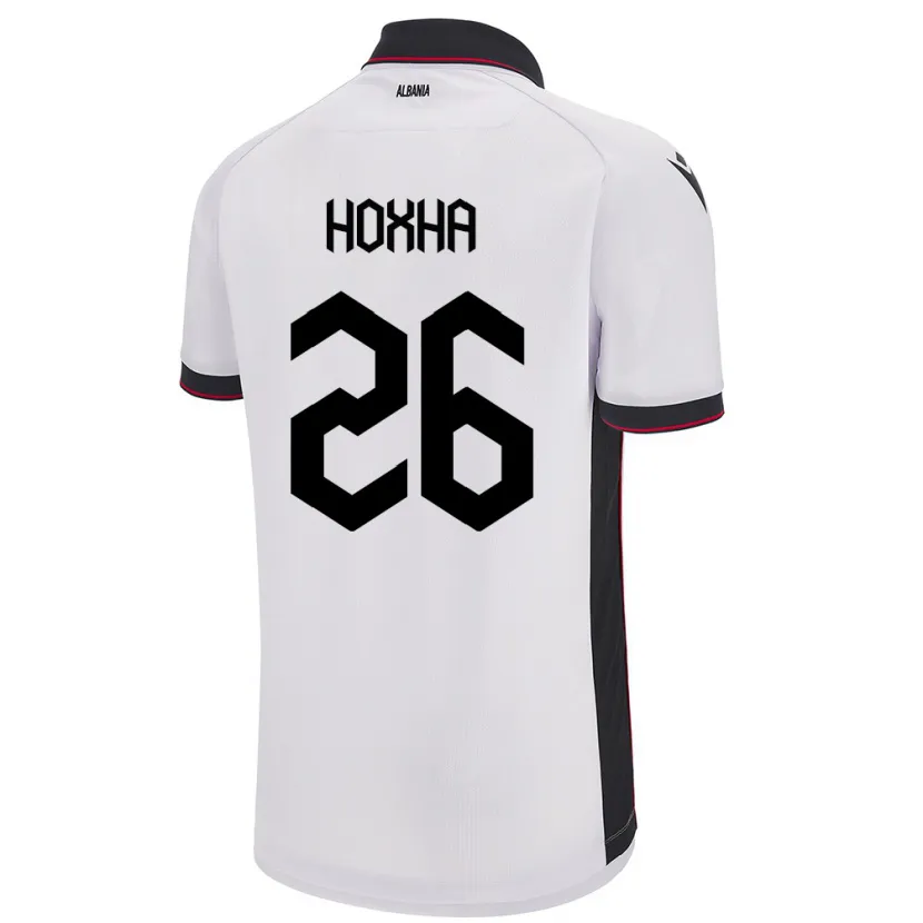 Danxen Kinder Albanien Arbër Hoxha #26 Weiß Auswärtstrikot Trikot 24-26 T-Shirt