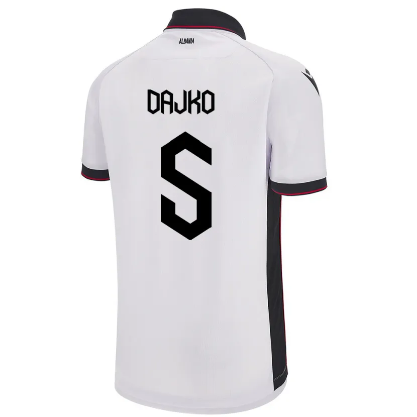 Danxen Kinder Albanien Ajdi Dajko #5 Weiß Auswärtstrikot Trikot 24-26 T-Shirt