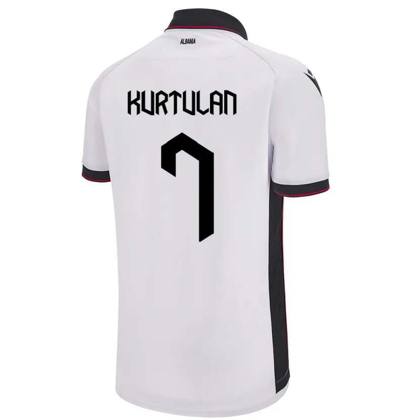 Danxen Kinder Albanien Arda Kurtulan #7 Weiß Auswärtstrikot Trikot 24-26 T-Shirt