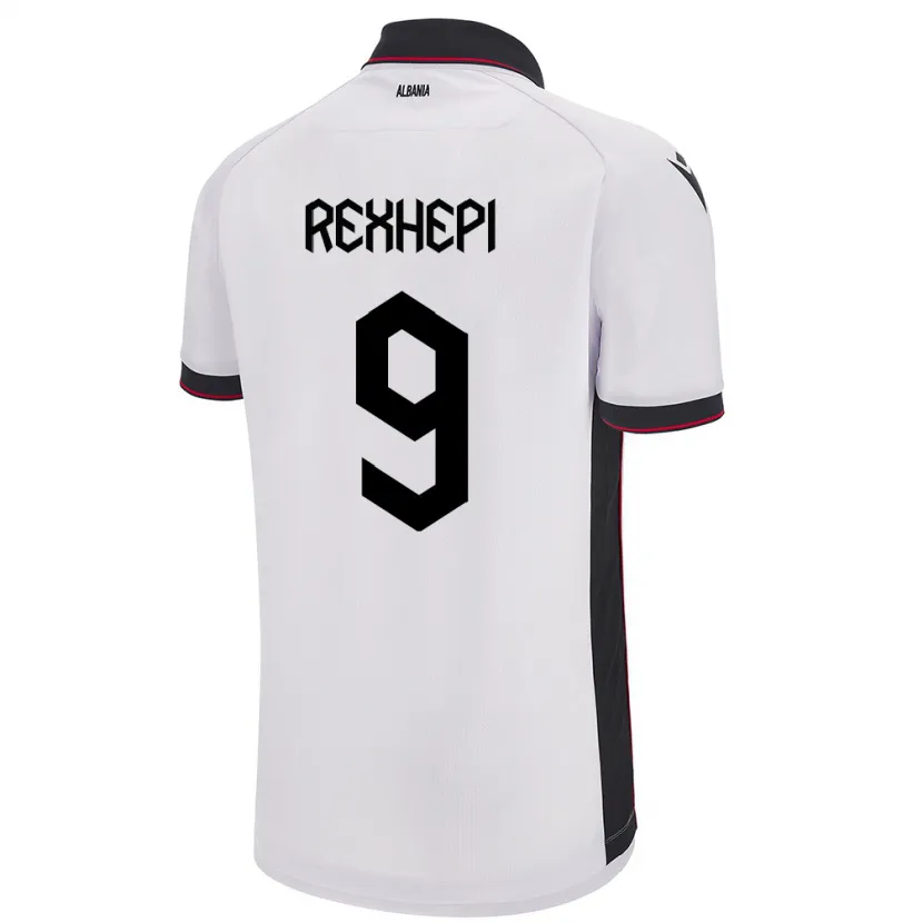 Danxen Kinder Albanien Arlind Rexhepi #9 Weiß Auswärtstrikot Trikot 24-26 T-Shirt