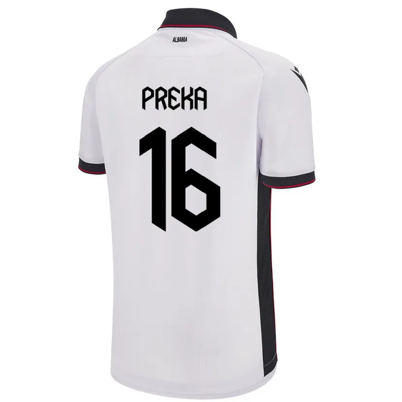 Danxen Kinder Albanien Marcelino Preka #16 Weiß Auswärtstrikot Trikot 24-26 T-Shirt