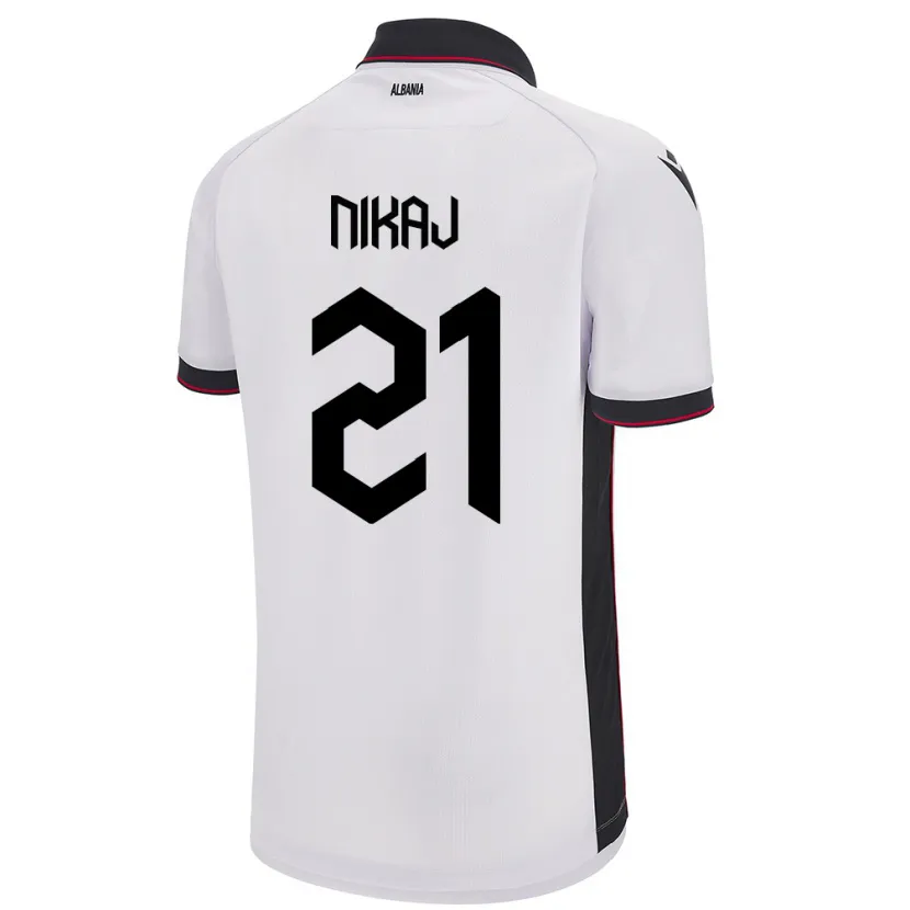 Danxen Kinder Albanien Ardit Nikaj #21 Weiß Auswärtstrikot Trikot 24-26 T-Shirt