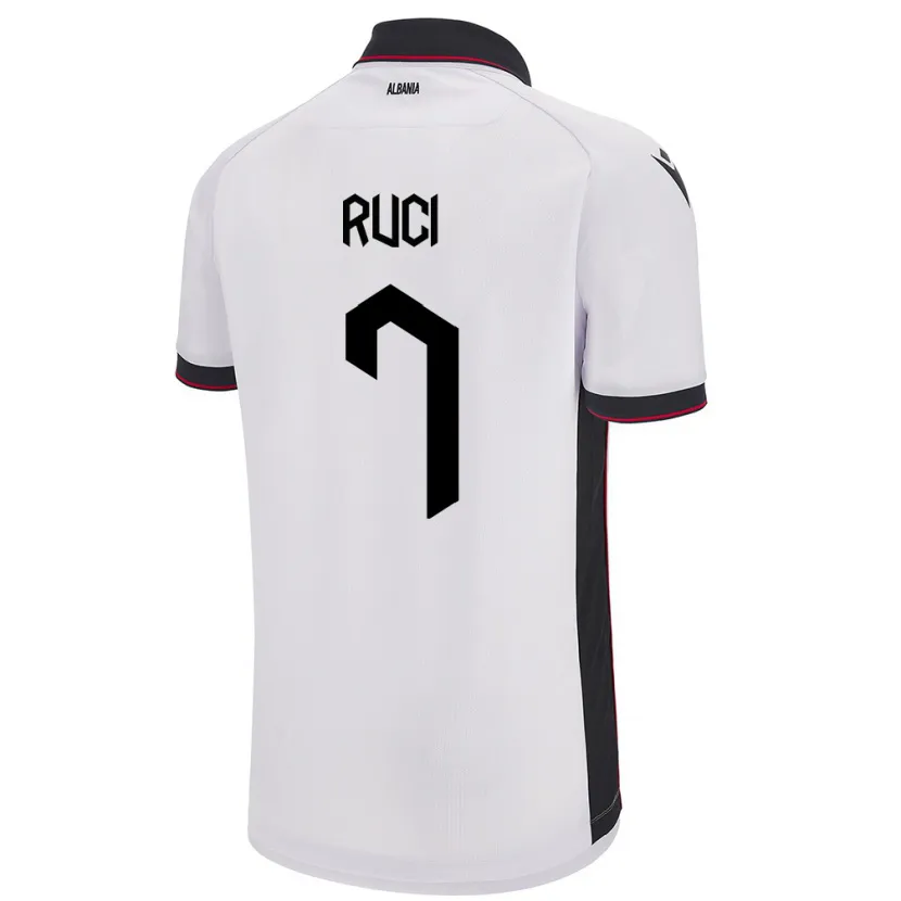 Danxen Kinder Albanien Flamur Ruci #7 Weiß Auswärtstrikot Trikot 24-26 T-Shirt