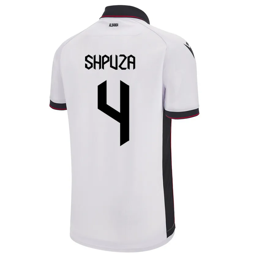 Danxen Kinder Albanien Kleo Shpuza #4 Weiß Auswärtstrikot Trikot 24-26 T-Shirt