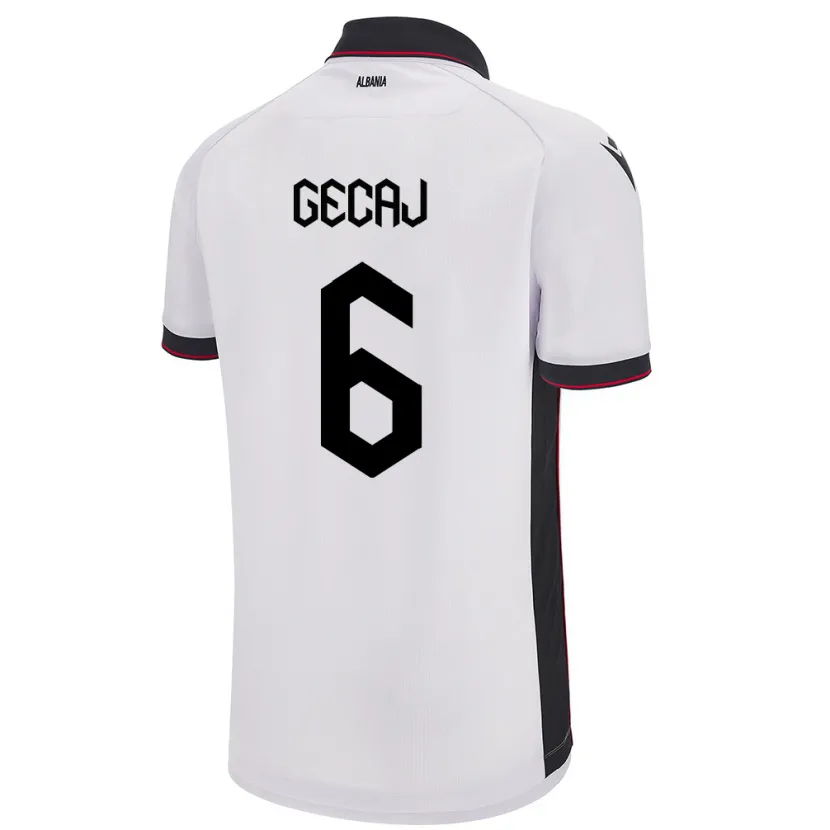 Danxen Kinder Albanien Kris Gecaj #6 Weiß Auswärtstrikot Trikot 24-26 T-Shirt