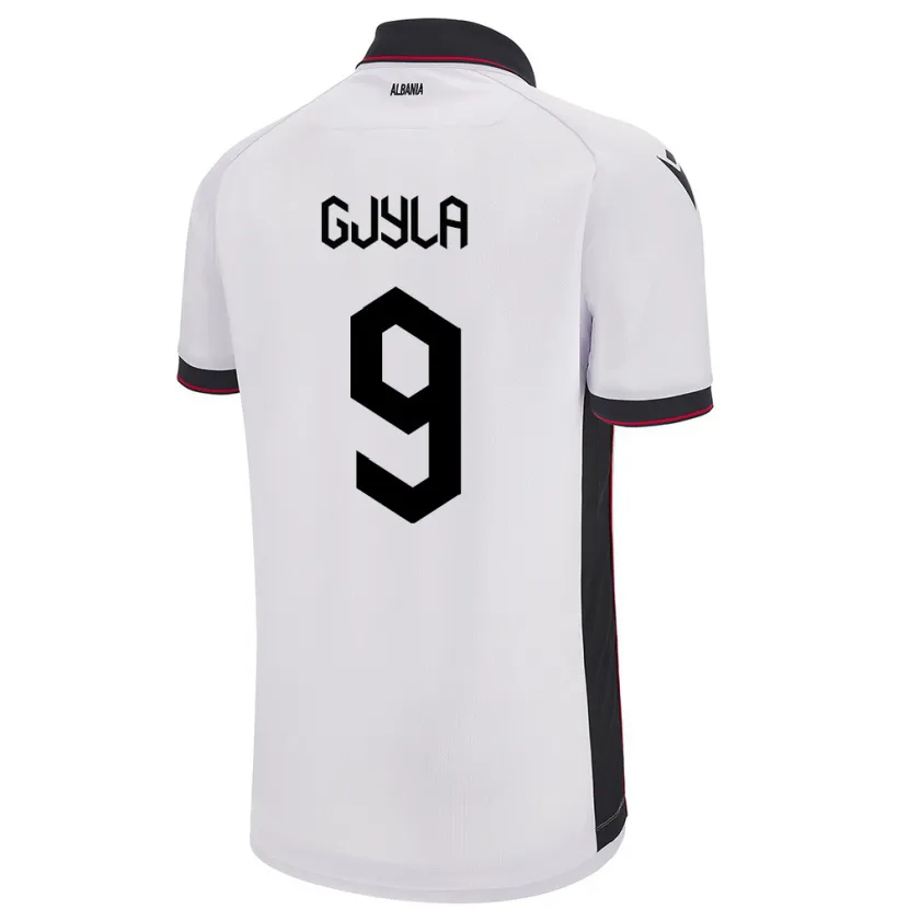 Danxen Kinder Albanien Brayan Gjyla #9 Weiß Auswärtstrikot Trikot 24-26 T-Shirt