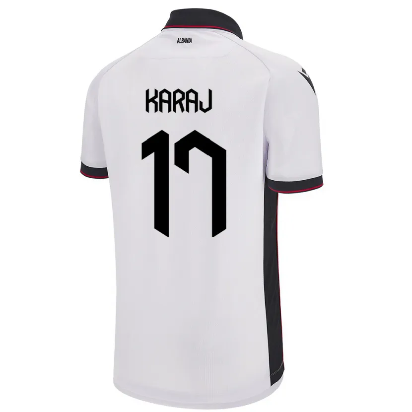 Danxen Kinder Albanien Eraldo Karaj #17 Weiß Auswärtstrikot Trikot 24-26 T-Shirt