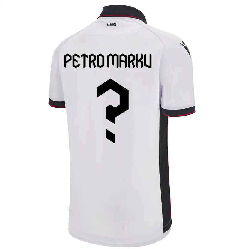 Danxen Kinder Albanien Petro Marku #0 Weiß Auswärtstrikot Trikot 24-26 T-Shirt