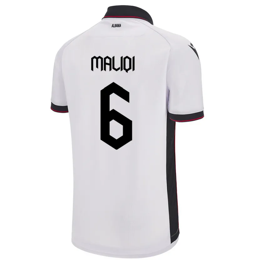 Danxen Kinder Albanien Sara Maliqi #6 Weiß Auswärtstrikot Trikot 24-26 T-Shirt