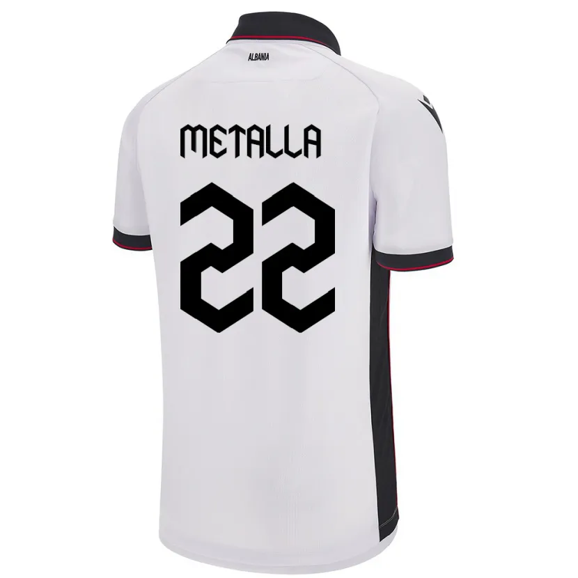Danxen Kinder Albanien Mikaela Metalla #22 Weiß Auswärtstrikot Trikot 24-26 T-Shirt
