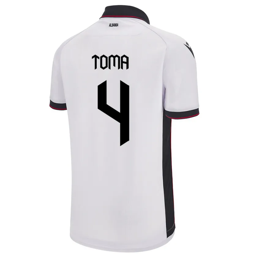 Danxen Kinder Albanien Stella Toma #4 Weiß Auswärtstrikot Trikot 24-26 T-Shirt