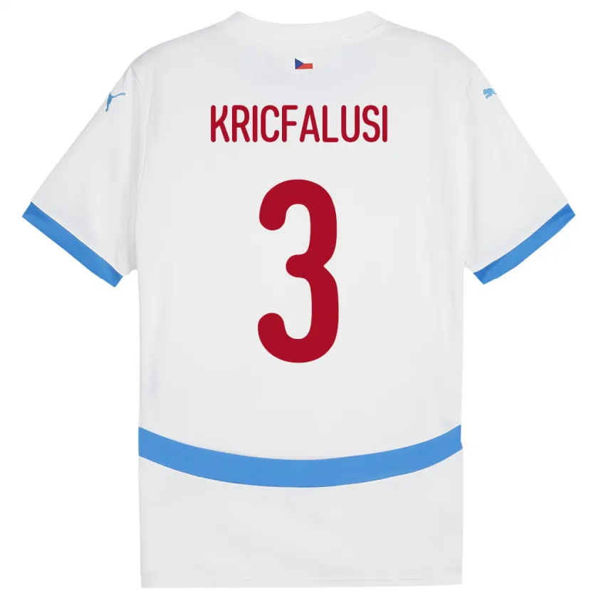 Danxen Kinder Tschechien Ondrej Kricfalusi #3 Weiß Auswärtstrikot Trikot 24-26 T-Shirt