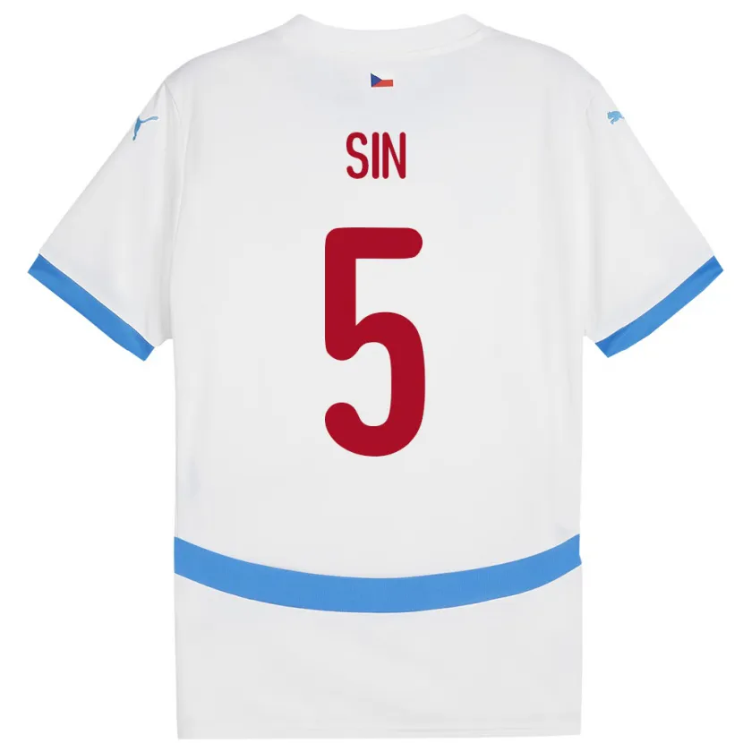 Danxen Kinder Tschechien Matej Sin #5 Weiß Auswärtstrikot Trikot 24-26 T-Shirt