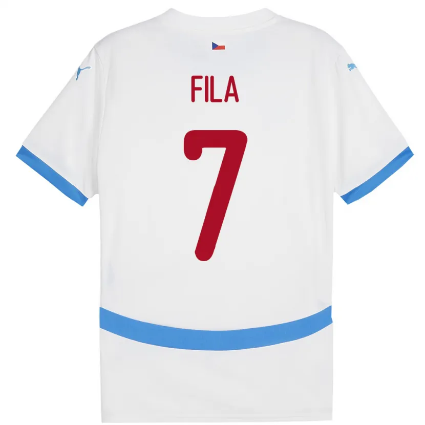 Danxen Kinder Tschechien Daniel Fila #7 Weiß Auswärtstrikot Trikot 24-26 T-Shirt