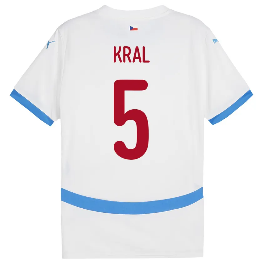 Danxen Kinder Tschechien Tomas Kral #5 Weiß Auswärtstrikot Trikot 24-26 T-Shirt