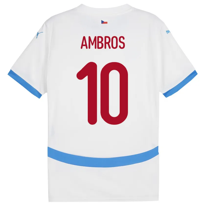 Danxen Kinder Tschechien Lukas Ambros #10 Weiß Auswärtstrikot Trikot 24-26 T-Shirt