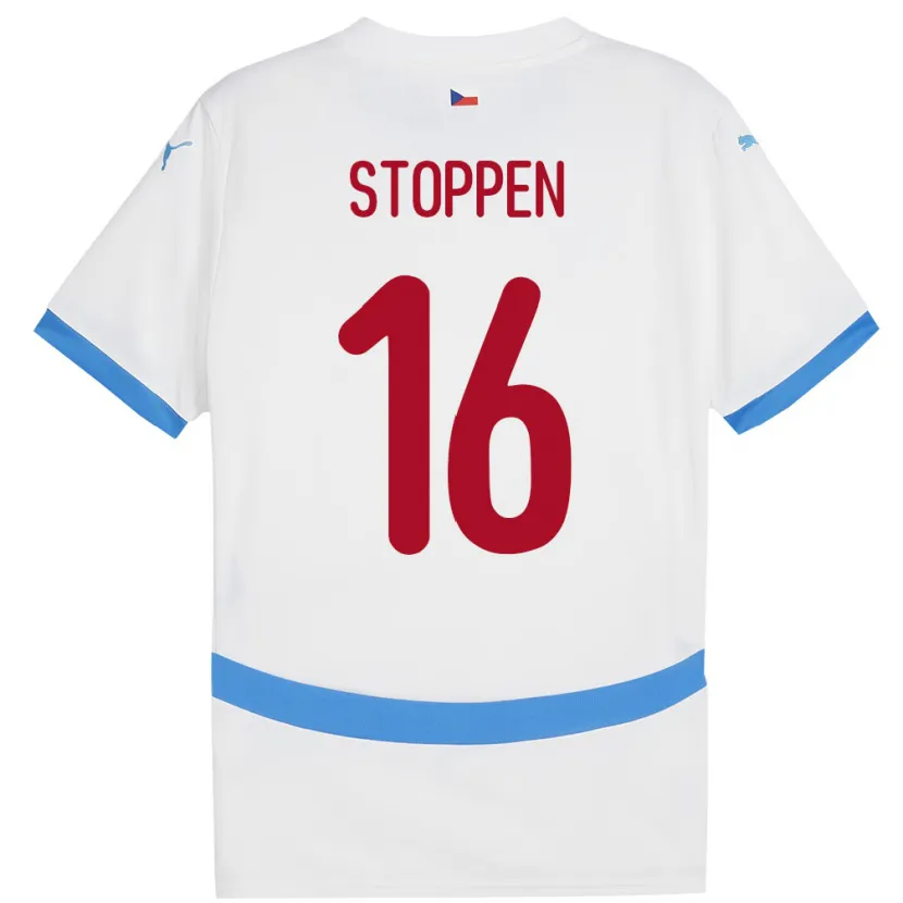 Danxen Kinder Tschechien Tadeas Stoppen #16 Weiß Auswärtstrikot Trikot 24-26 T-Shirt