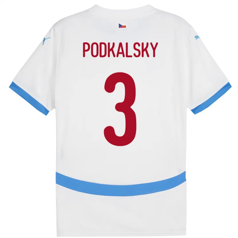 Danxen Kinder Tschechien Jakub Podkalsky #3 Weiß Auswärtstrikot Trikot 24-26 T-Shirt