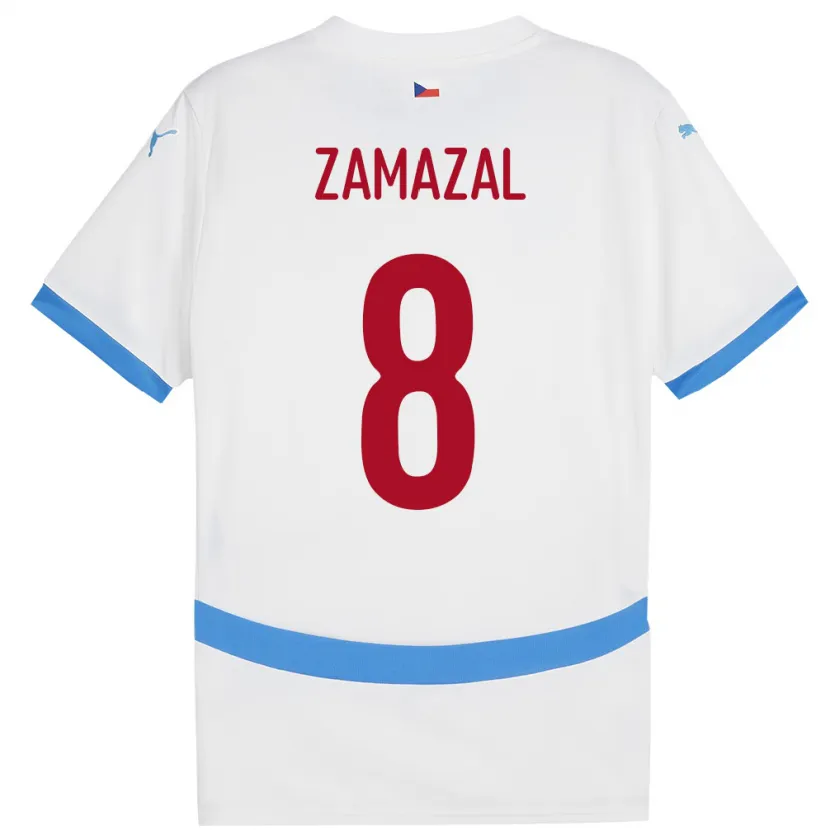 Danxen Kinder Tschechien Denis Zamazal #8 Weiß Auswärtstrikot Trikot 24-26 T-Shirt