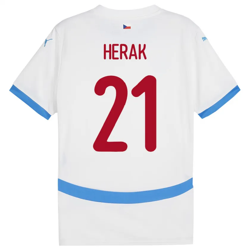 Danxen Kinder Tschechien Frantisek Herak #21 Weiß Auswärtstrikot Trikot 24-26 T-Shirt