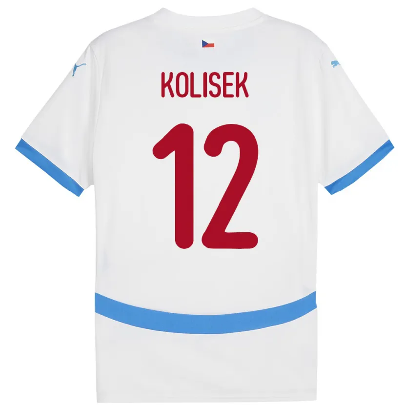 Danxen Kinder Tschechien Jakub Kolisek #12 Weiß Auswärtstrikot Trikot 24-26 T-Shirt