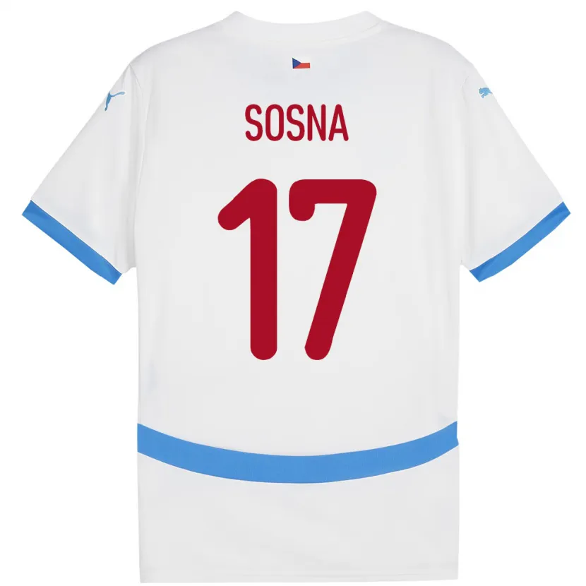 Danxen Kinder Tschechien Adam Sosna #17 Weiß Auswärtstrikot Trikot 24-26 T-Shirt