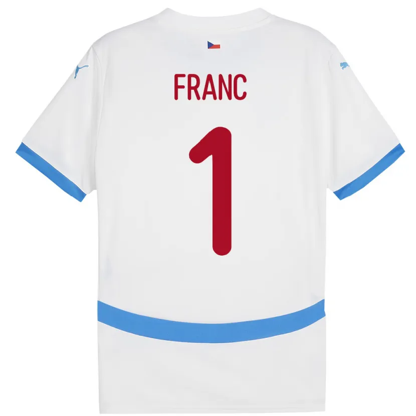 Danxen Kinder Tschechien Lukas Franc #1 Weiß Auswärtstrikot Trikot 24-26 T-Shirt
