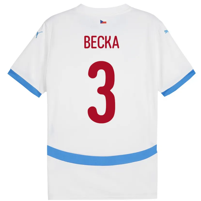 Danxen Kinder Tschechien Patrik Becka #3 Weiß Auswärtstrikot Trikot 24-26 T-Shirt