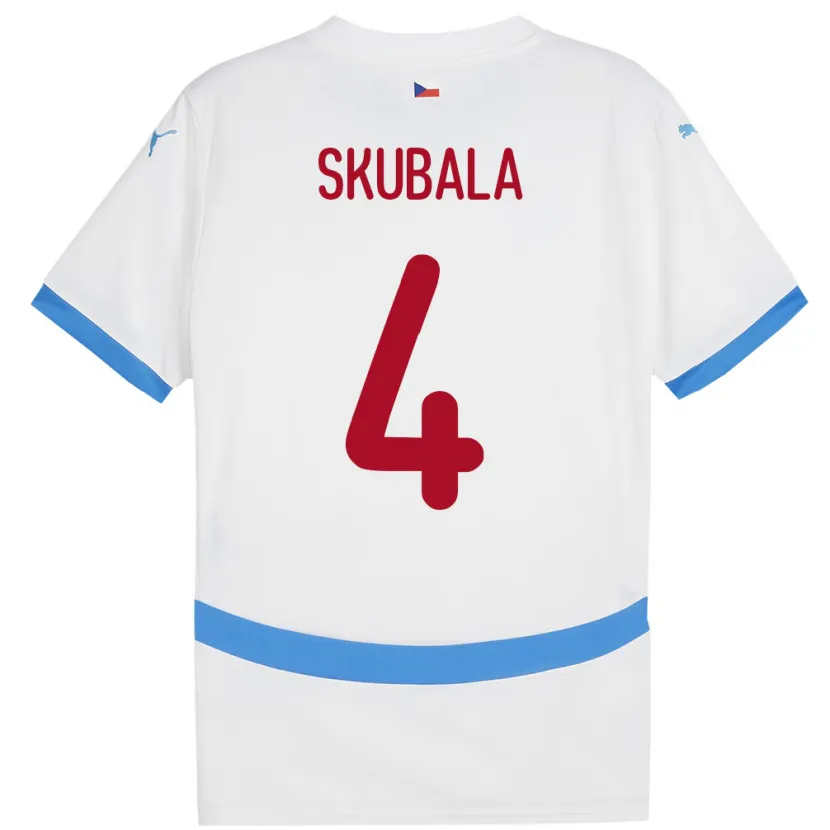 Danxen Kinder Tschechien Tomas Skubala #4 Weiß Auswärtstrikot Trikot 24-26 T-Shirt