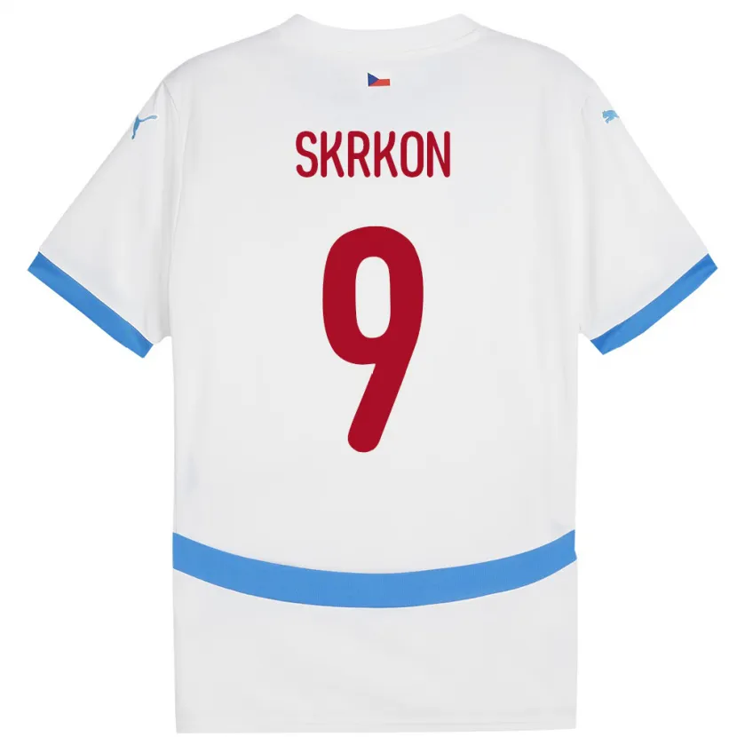 Danxen Kinder Tschechien Vit Skrkon #9 Weiß Auswärtstrikot Trikot 24-26 T-Shirt
