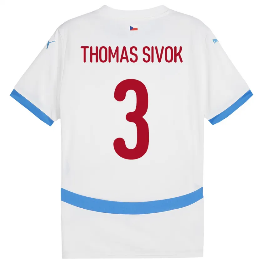 Danxen Kinder Tschechien Andre Thomas Sivok #3 Weiß Auswärtstrikot Trikot 24-26 T-Shirt