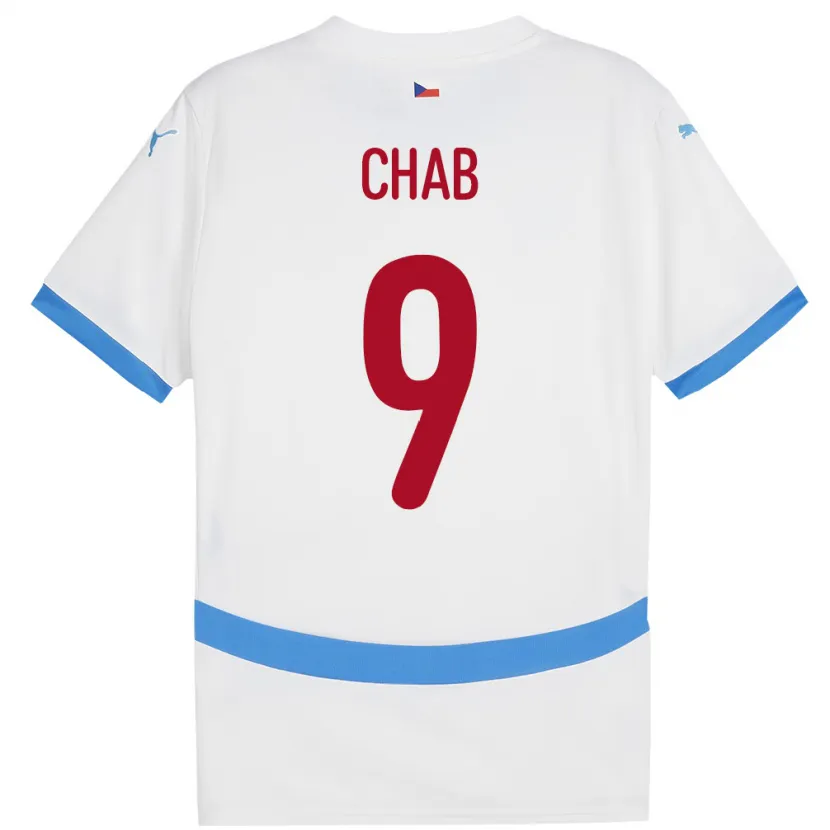 Danxen Kinder Tschechien Adam Chab #9 Weiß Auswärtstrikot Trikot 24-26 T-Shirt