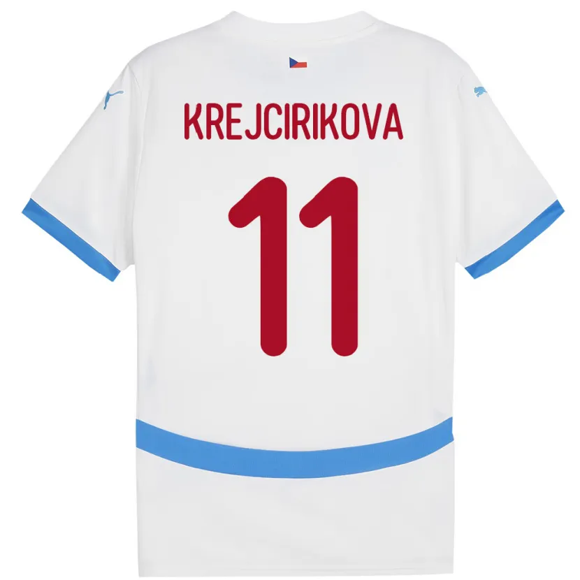 Danxen Kinder Tschechien Tereza Krejčiříková #11 Weiß Auswärtstrikot Trikot 24-26 T-Shirt