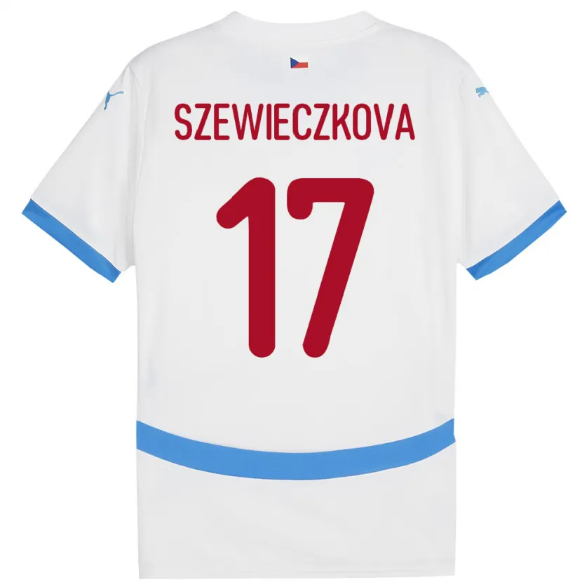 Danxen Kinder Tschechien Tereza Szewieczková #17 Weiß Auswärtstrikot Trikot 24-26 T-Shirt
