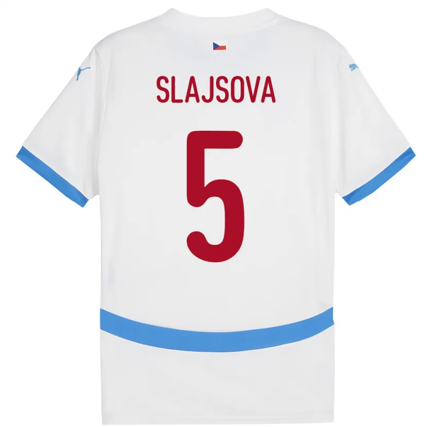 Danxen Kinder Tschechien Gabriela Šlajsová #5 Weiß Auswärtstrikot Trikot 24-26 T-Shirt