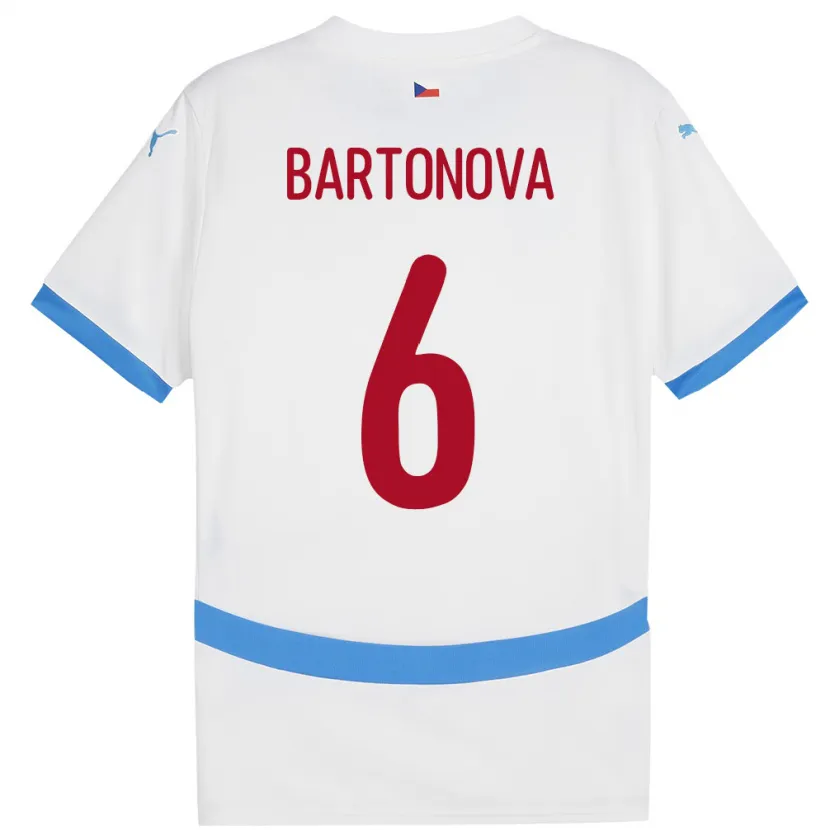 Danxen Kinder Tschechien Eva Bartoňová #6 Weiß Auswärtstrikot Trikot 24-26 T-Shirt