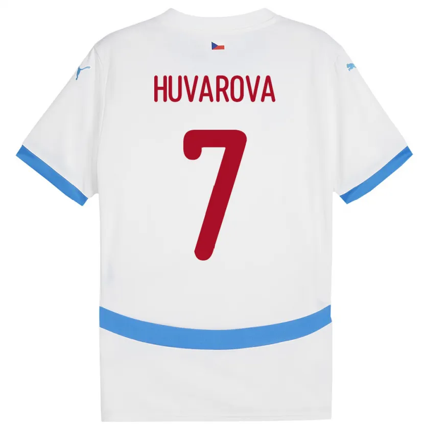 Danxen Kinder Tschechien Dominika Huvarová #7 Weiß Auswärtstrikot Trikot 24-26 T-Shirt
