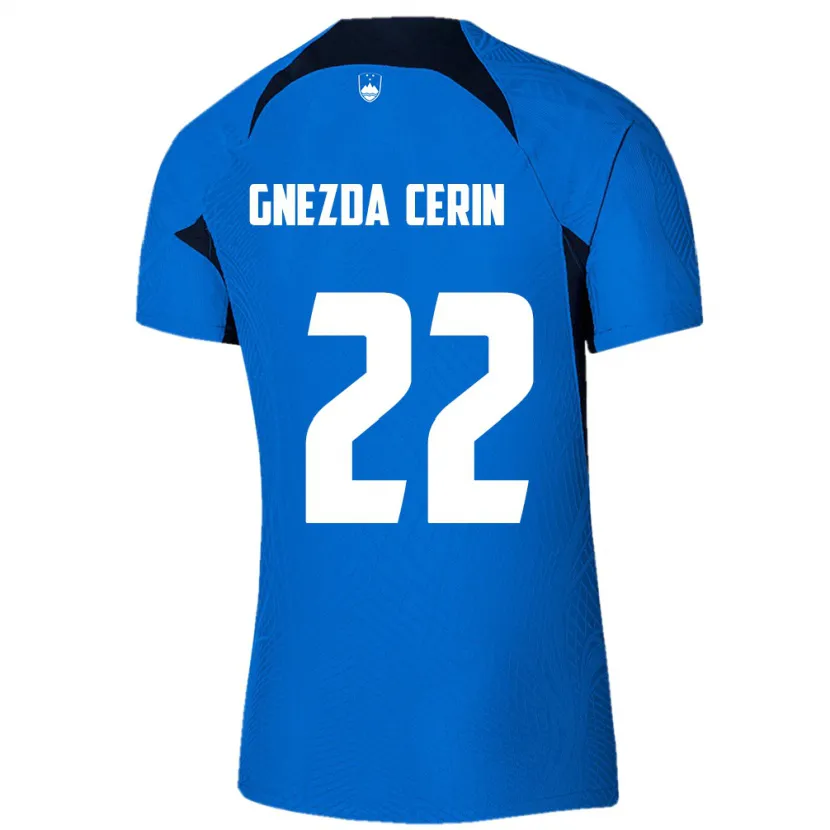 Danxen Kinder Slowenien Adam Gnezda Cerin #22 Blau Auswärtstrikot Trikot 24-26 T-Shirt