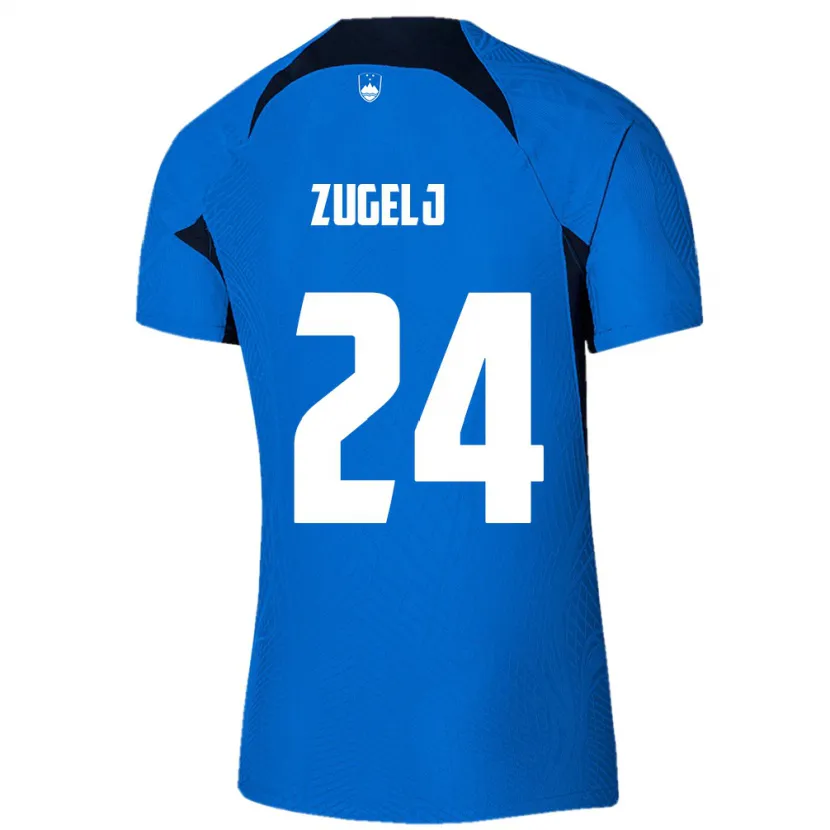 Danxen Kinder Slowenien Nino Zugelj #24 Blau Auswärtstrikot Trikot 24-26 T-Shirt