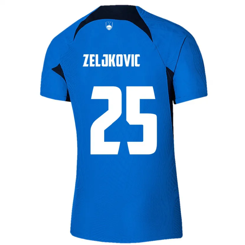 Danxen Kinder Slowenien Adrian Zeljkovic #25 Blau Auswärtstrikot Trikot 24-26 T-Shirt