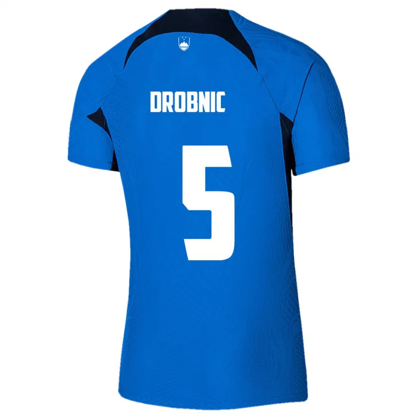 Danxen Kinder Slowenien Dominik Drobnic #5 Blau Auswärtstrikot Trikot 24-26 T-Shirt
