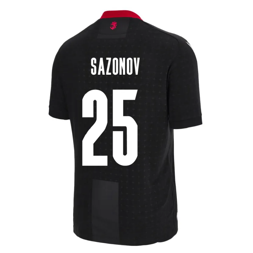 Danxen Kinder Georgien Saba Sazonov #25 Schwarz Auswärtstrikot Trikot 24-26 T-Shirt
