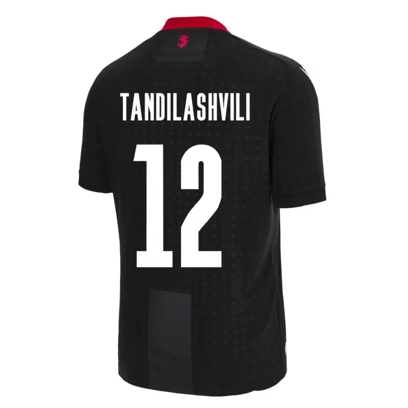 Danxen Kinder Georgien Levan Tandilashvili #12 Schwarz Auswärtstrikot Trikot 24-26 T-Shirt