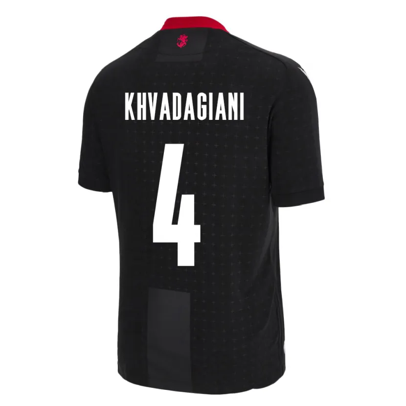 Danxen Kinder Georgien Saba Khvadagiani #4 Schwarz Auswärtstrikot Trikot 24-26 T-Shirt