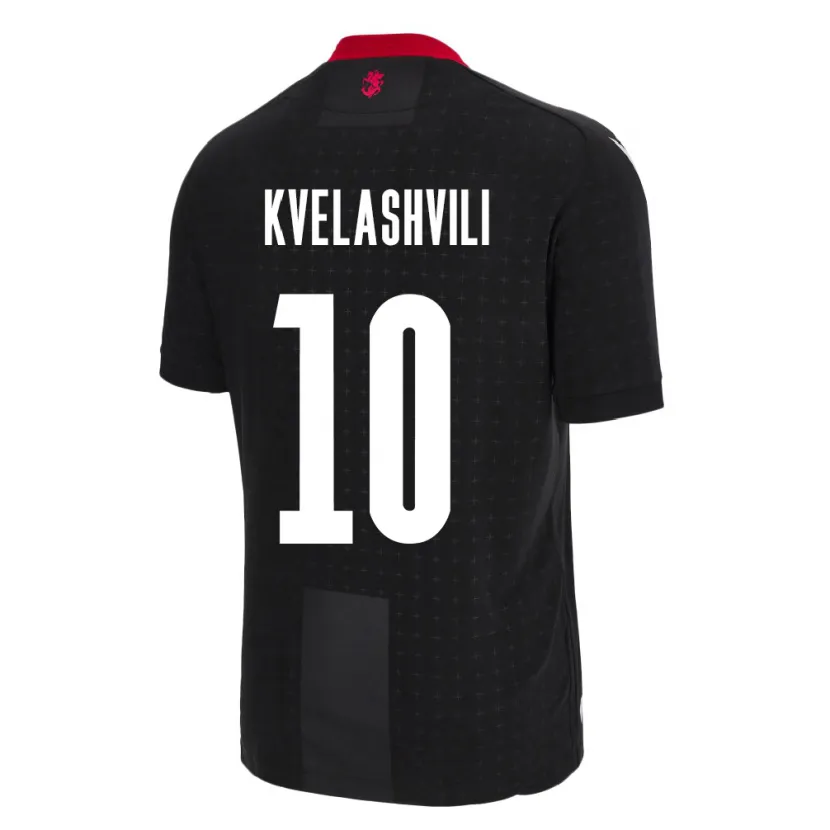 Danxen Kinder Georgien Nikoloz Kvelashvili #10 Schwarz Auswärtstrikot Trikot 24-26 T-Shirt