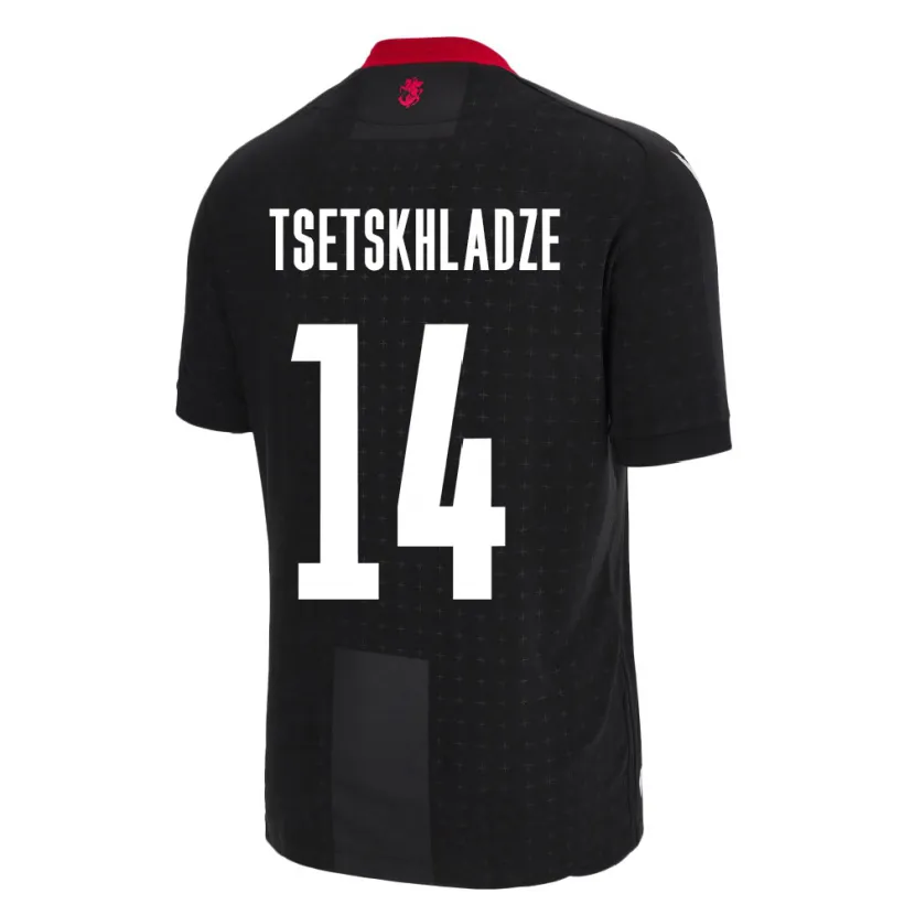 Danxen Kinder Georgien Nikoloz Tsetskhladze #14 Schwarz Auswärtstrikot Trikot 24-26 T-Shirt