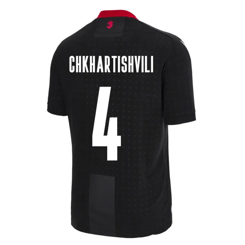 Danxen Kinder Georgien Nino Chkhartishvili #4 Schwarz Auswärtstrikot Trikot 24-26 T-Shirt