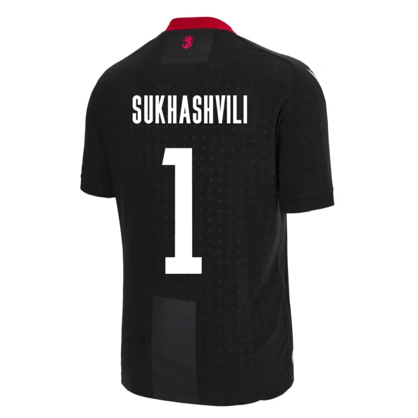 Danxen Kinder Georgien Teona Sukhashvili #1 Schwarz Auswärtstrikot Trikot 24-26 T-Shirt