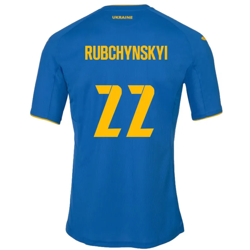 Danxen Kinder Ukraine Valentyn Rubchynskyi #22 Blau Auswärtstrikot Trikot 24-26 T-Shirt