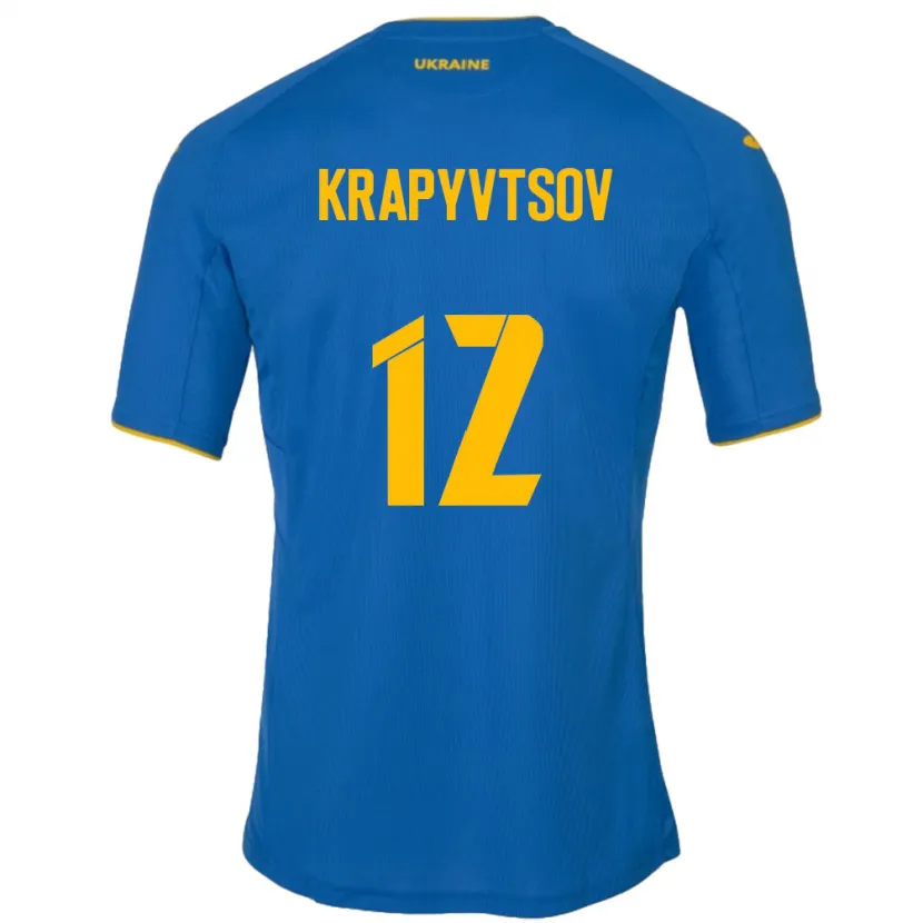 Danxen Kinder Ukraine Vladyslav Krapyvtsov #12 Blau Auswärtstrikot Trikot 24-26 T-Shirt